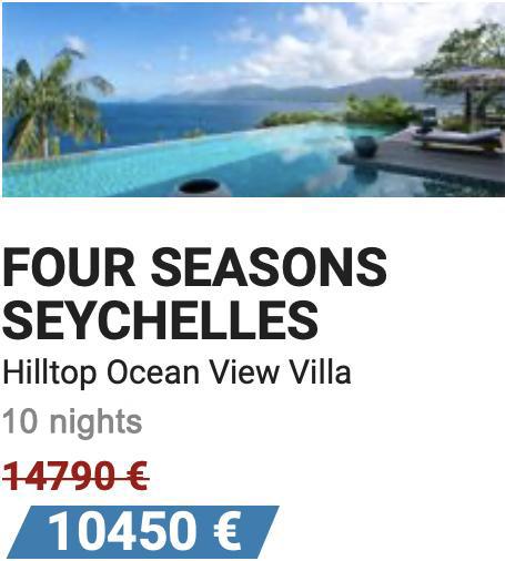 Four Seasons Seychelles Hilltop Ocean View Villa 10450 Euro
